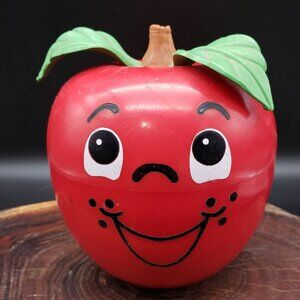 Vintage Fisher-Price Happy Apple Tipping Bell Wobble Toy Roly Poly 1970s